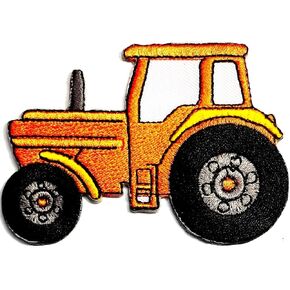 HHO Patch Orange Tractor Stickers Cartoon Kids Applique Patches Iron on sew on Patch Jacket T Shirt Patch Sew Iron on Embroidered
