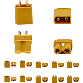 10 Pairs XT30U XT30 Upgrade 2mm Banana Connector Gold Plated 15A Continuous 30A Peak Current for Lipo Li-ion Battery ESC PDB RC Hobby