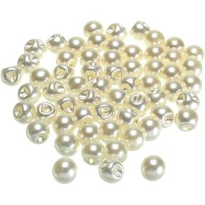 100Pcs 10mm Round Sewing Pearl Buttons for Clothing Dress Accessories Scrapbooking Garment Decorative DIY Crafts Tools(0.39inch,White)