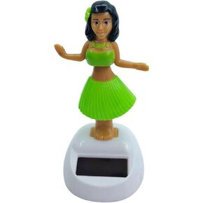 Green Solar Powered Dancing Hula Girl Dashboard Decorations Swinging Bobbleheads Toy Collection Figurines for Auto Interior Home Decor