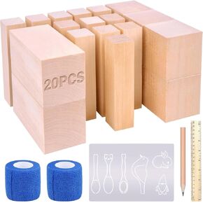25 pcs Whittling Wood Blocks Wood Carving Kit with 3 Different Sizes,Whittling Wood Carving Basswood for Wood Carving Set Wood Carving Wood (6inch)