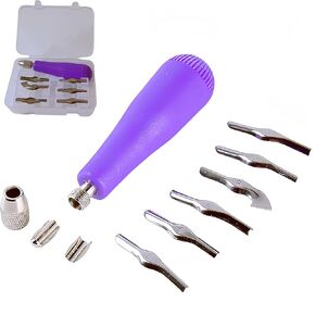 Linoleum Cutter Kit Assortment Carving Tools for DIY Block Printing, Includes 6 Blades ，Purple