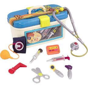 B. toys- Wee MD- Pretend Play Toy Doctor Kit – Doctor Play Set- Toddlers, Kids - 14 Pieces - Stethoscope, Thermometer, Beeper & More – 18 Months +