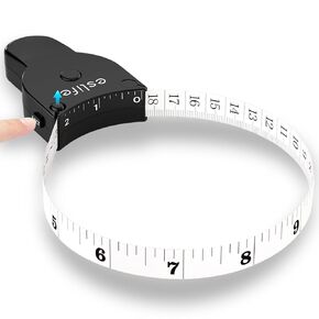 Body Measuring Tape [Auto Lock & Eject Retract] 60'', esLife One Hand Selft Accurate for Tracking Weight Loss, Tailoring, Crafts, Item Measurement Black