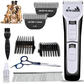 My Pet Command Professional Dog Clippers for Grooming, Cordless Rechargeable Pet Trimmers, Heavy Duty Dog Clippers for Thick Coats, Low Noise, Light Weight
