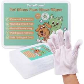 CuteBone Pet Glove Wipes - Dual-Sided Grooming Gloves with Wipes, Gentle and Effective Cleaning for Dogs, Removes Dirt, Fur, and Dander, Convenient and Mess-Free Grooming Solution, 6 Count