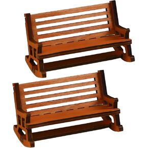 1:14 Miniature Rocking Chairs 2Pcs (Classic Brown, Realistic Slat Design)