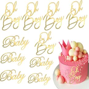 Oh Baby Cake Topper Glitter Mirror Gold Acrylic Cake Topper Cake Decorations Inserts for Oh Baby Shower Decoration Birthday Party Supplies