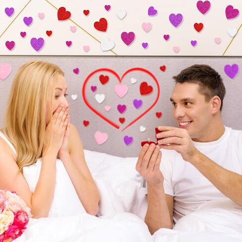 200 PCS Valentines Day Stickers و Foam Heart Valentine Decore و Self-Defive Foam Heart Stickers و 3 أحجام قلوب رغوة للحرف اليدوية ملصقات عيد الحب in Kuwait