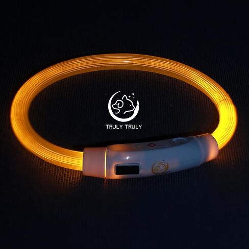 LED Dog Collar USB Rechargeable Flash Light Pet Safety Necklace for Night Visibility (Yellow, Small) in Saudi Arabia