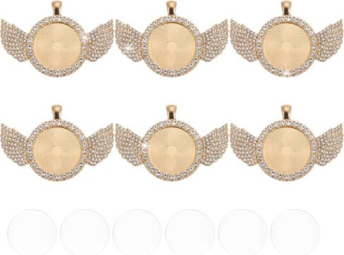 PATIKIL Rhinestone Bezel Pendant Trays Set, 12 Pack Wing Bezel Trays Blank Pendant Bases with Tray 6pcs Dome 6pack for DIY Photos Picture Gift in Saudi Arabia