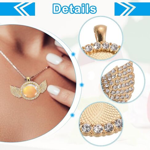 PATIKIL Rhinestone Bezel Pendant Trays Set, 12 Pack Wing Bezel Trays Blank Pendant Bases with Tray 6pcs Dome 6pack for DIY Photos Picture Gift in Saudi Arabia