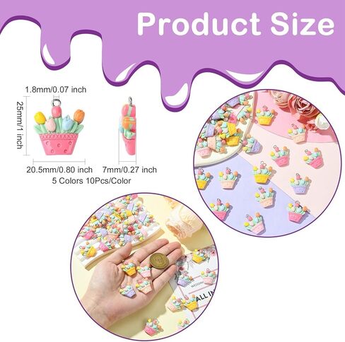 Liqunsweet 50 pcs 5 ألوان باقة من الزهور سحر راتنج الربيع سحر الزنبق الزهري ل DIY المجوهر in Kuwait