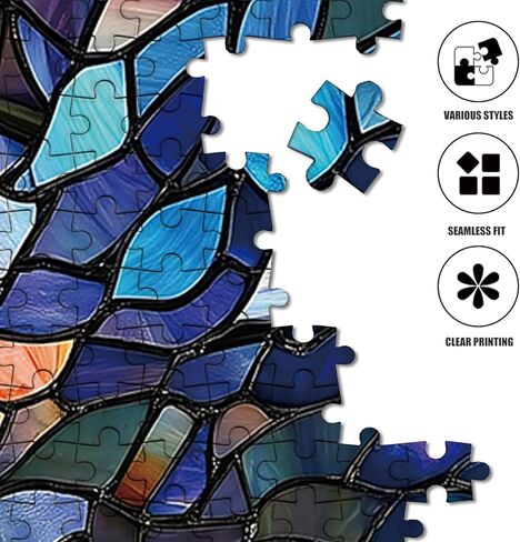 Stained Glass Tree of Life Puzzle for Adults 1000 Pieces, Wooden Jigsaw Puzzle with High-Resolution Poster, Colorful Mosaic Art, 30x20 Inch Wall Decor and Gift for Family Game Night in Saudi Arabia