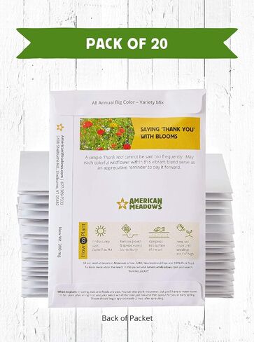 American Meadows Wildflower Seed Packets "Thank You Bunches" Party Favors (Pack of 20) - Express Gratitude with a Wildflower Seed Mix, Great Addition or Alternative to Thank You Cards in Saudi Arabia