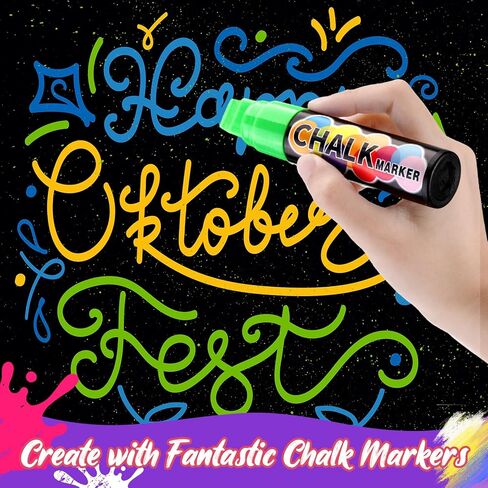 علامات طلاء نافذة Fulmoon للزجاج قابلة للغسل ، 24 حزمة 15 مم علامات سائلة جامبو ، بأقلام النيون الطباشير المقطوعة قابلة للمحواة علامات النافذة القابلة للاستمت in Kuwait