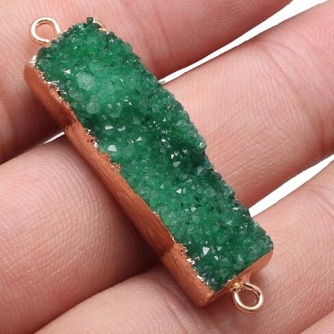 Natural Druzy Crystal Agate Rectangle Links Copper Plated Edge Jewelry Connectors for Jewelry Making Random 5 Pcs in Kuwait