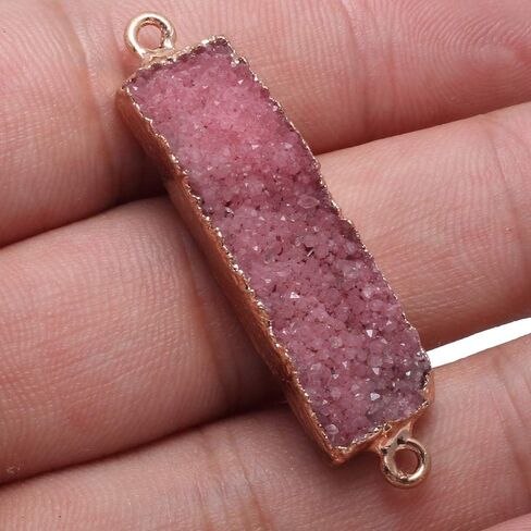 Natural Druzy Crystal Agate Rectangle Links Copper Plated Edge Jewelry Connectors for Jewelry Making Random 5 Pcs in Kuwait