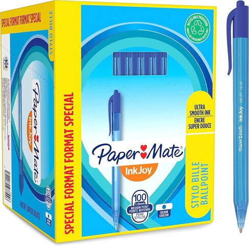 Paper Mate InkJoy 100RT Retractable Ballpoint Pens | Medium Point (1.0mm) | Blue | 20 Count in Saudi Arabia