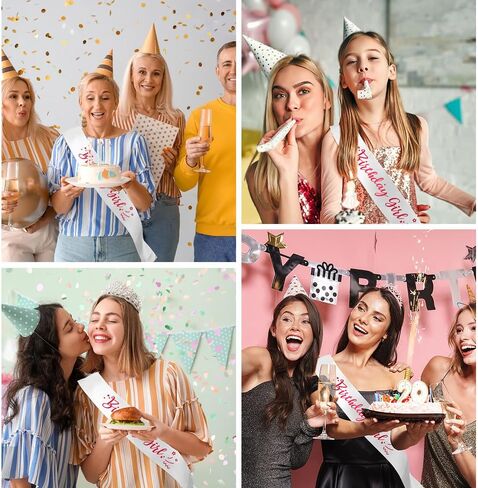 Birthday Queen Sash - Satin White Sash With Pink Foil - For 16th, 18th, 21st, 30th, 40th, 50th Birthdays in Kuwait
