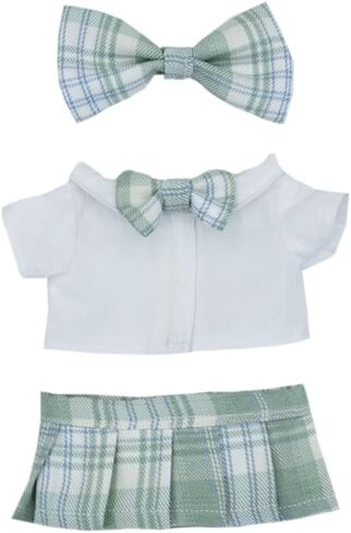 niannyyhouse 10cm 15cm 20cm Plush Doll Clothes JK Set Headwear Shirt Pleated Skirt Soft Stuffed Plush Toy Dress Up (Pink, 15cm) in Kuwait