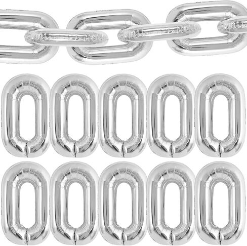 24 PCS سلسلة البالونات ، والبالونات السلسلة الفضية العملاقة ، والبالونات سلسلة رقائق 16 بوصة لعقد الثمانينيات من القرن الماضي زخارف الحفلات أعياد الميلاد حفلات الزفاف تخرج الهيب هوب الرجعية الإمدادات (Silver) in Kuwait