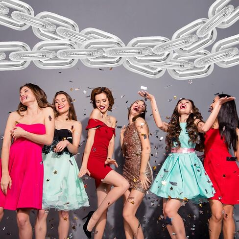 24 PCS سلسلة البالونات ، والبالونات السلسلة الفضية العملاقة ، والبالونات سلسلة رقائق 16 بوصة لعقد الثمانينيات من القرن الماضي زخارف الحفلات أعياد الميلاد حفلات الزفاف تخرج الهيب هوب الرجعية الإمدادات (Silver) in Kuwait
