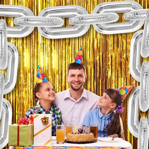 24 PCS سلسلة البالونات ، والبالونات السلسلة الفضية العملاقة ، والبالونات سلسلة رقائق 16 بوصة لعقد الثمانينيات من القرن الماضي زخارف الحفلات أعياد الميلاد حفلات الزفاف تخرج الهيب هوب الرجعية الإمدادات (Silver) in Kuwait
