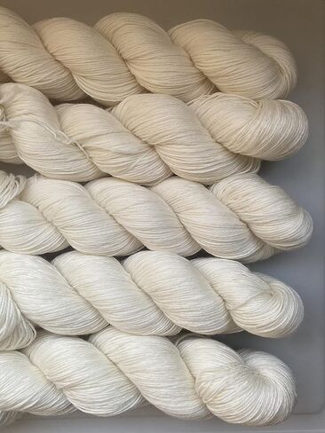 Undyed Worsted Weight Pure Superwash Merino Wool Yarn for Hand Dyeing 100 Gram Skein(5 Skeins, Undyed Color) in Saudi Arabia