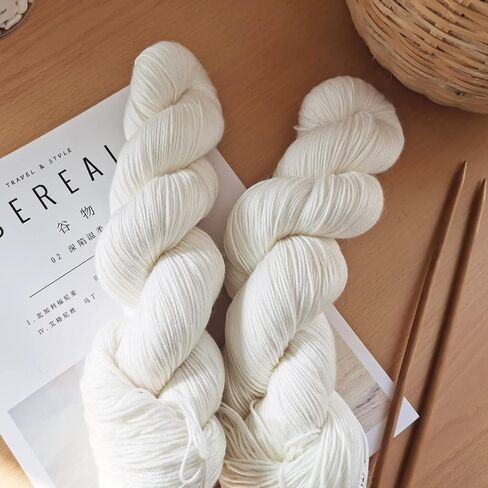 Undyed Worsted Weight Pure Superwash Merino Wool Yarn for Hand Dyeing 100 Gram Skein(5 Skeins, Undyed Color) in Saudi Arabia