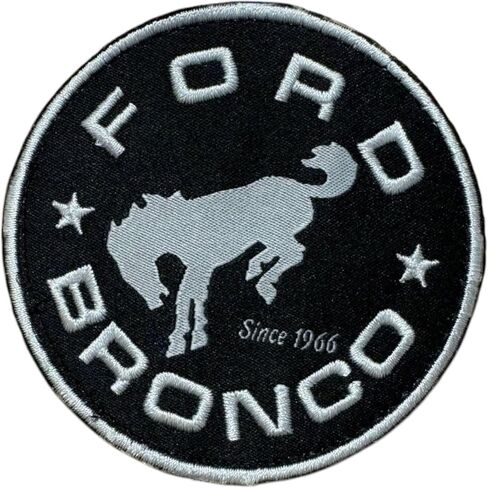 Ford Bronco Since 1966 Stars Logo Embroidered 3 inch Round Patch | Heat Seal or 2-Piece Hook and Loop Patches Available (Heat Seal or Iron-on) in Kuwait