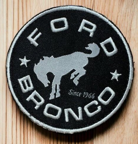 Ford Bronco Since 1966 Stars Logo Embroidered 3 inch Round Patch | Heat Seal or 2-Piece Hook and Loop Patches Available (Heat Seal or Iron-on) in Kuwait