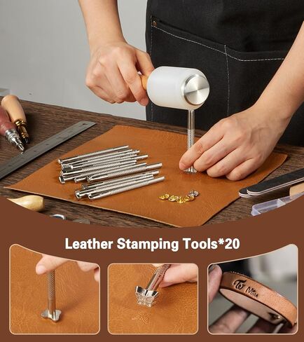 Tuykay Leather Tooling Kit Professional 456 PCS Leather Working Tools and Supplies with Apron and Storage Bag, Portable Handbag, with Leather Stamping Tools,Leather Rivet Kit, Leather Sewing Kit in Saudi Arabia