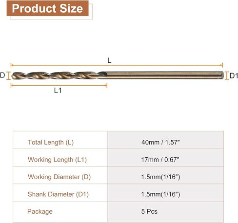 HARFINGTON 1pcs M35 Cobalt Twist Drill Bit 12.7mm(1/2") Dia High-Speed Steel Metric Drill Bit with Titanium Coating for Drilling Hard Metals, Stainless Steel, Alloy Steel, Cast Iron in Kuwait