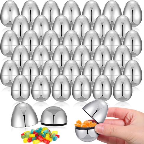 48 PCS Easter Eggs Metallic 2.28 × 1.65 بوصة بيض فارغ قابلة للملء بيض عيد الفصح الفارغ الفارغ من عيد الفصح لصالح عيد الفصح عيد الفصح (الأزرق) in Kuwait