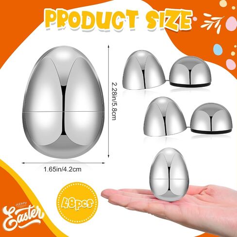 48 PCS Easter Eggs Metallic 2.28 × 1.65 بوصة بيض فارغ قابلة للملء بيض عيد الفصح الفارغ الفارغ من عيد الفصح لصالح عيد الفصح عيد الفصح (الأزرق) in Kuwait