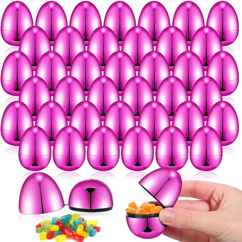 48 PCS Easter Eggs Metallic 2.28 × 1.65 بوصة بيض فارغ قابلة للملء بيض عيد الفصح الفارغ الفارغ من عيد الفصح لصالح عيد الفصح عيد الفصح (الأزرق) in Kuwait