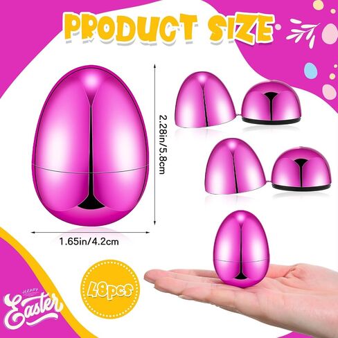 48 PCS Easter Eggs Metallic 2.28 × 1.65 بوصة بيض فارغ قابلة للملء بيض عيد الفصح الفارغ الفارغ من عيد الفصح لصالح عيد الفصح عيد الفصح (الأزرق) in Kuwait