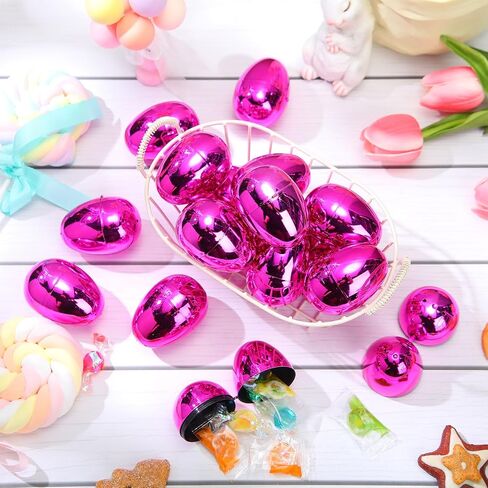 48 PCS Easter Eggs Metallic 2.28 × 1.65 بوصة بيض فارغ قابلة للملء بيض عيد الفصح الفارغ الفارغ من عيد الفصح لصالح عيد الفصح عيد الفصح (الأزرق) in Kuwait