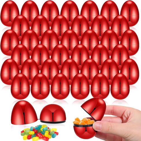 48 PCS Easter Eggs Metallic 2.28 × 1.65 بوصة بيض فارغ قابلة للملء بيض عيد الفصح الفارغ الفارغ من عيد الفصح لصالح عيد الفصح عيد الفصح (الأزرق) in Kuwait