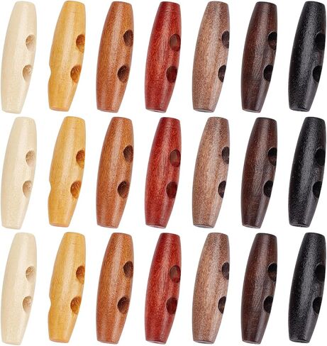 GORGECRAFT 70Pcs Oval Wooden Buttons Horn Toggle Shape Buttons Accessories 2 Holes Wood Sweater Coats Buttons for Jacket Clothing Sewing DIY Art Craft Projects, 7 Colors in Kuwait