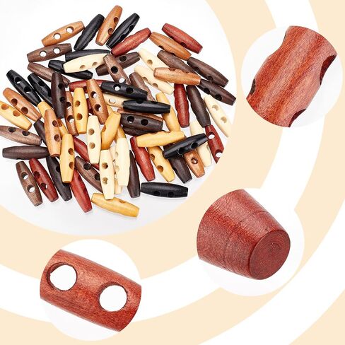 GORGECRAFT 70Pcs Oval Wooden Buttons Horn Toggle Shape Buttons Accessories 2 Holes Wood Sweater Coats Buttons for Jacket Clothing Sewing DIY Art Craft Projects, 7 Colors in Kuwait