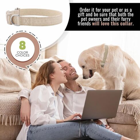 DCSP Pets - Dog Collar – Heavy-Duty Dog Collar for Small Dogs, Medium and Large – Eco-Friendly Natural Fabric – Durable and Skin-Friendly – Soft Dog Collar for All Breeds (Small, Khaki) in Saudi Arabia