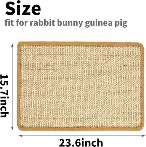 PODOO Bunny Scratch Pads, Sisal Rabbit Scratching Pad, Natural Rabbit Resting Mats for Cages, Forage Grass Mat Indoor Essentials Accessories for Guinea Pig Cat (4Pcs, 23.6 x 15.7 inches) in Saudi Arabia
