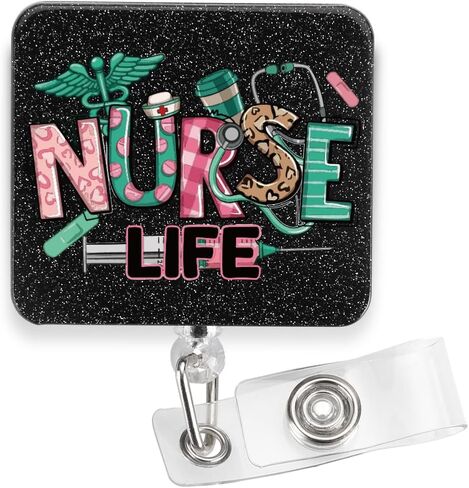 Funny Badge Reel Gift for Nurse, Retractable Badge Reel Gift for Nurse, Badge Accessories for Nurse, Interchangeable ID Badge Holder with Funny Quotes,3.5 x 1.6 inches, HW11 in Saudi Arabia