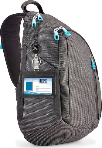 Wisdompro Badge Holder with Retractable Keychain, 2-Sided Horizontal PU Leather ID Badge Holder with 2 Card Slots and Badge Reel for Work ID, School ID, Metro Card & Access Card - Black in Kuwait