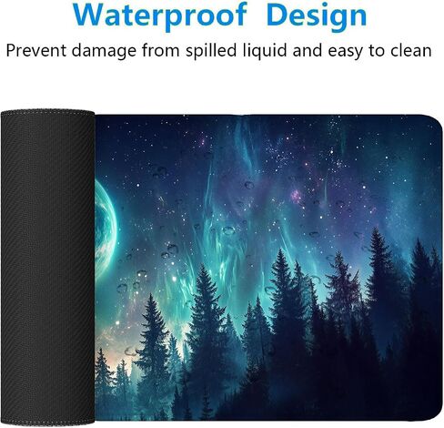 Night Sky Gaming Mouse Pad Desk Pad 31.5 x 11.8 Inch Stars Moon Forest Large Gaming Mouse Mat with Stitched Edges,Non-Slip Waterproof Rubber Base Mous Mat Office Computer Keyboard Laptop Home in Saudi Arabia