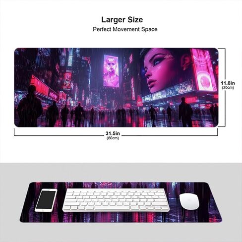 Night Sky Gaming Mouse Pad Desk Pad 31.5 x 11.8 Inch Stars Moon Forest Large Gaming Mouse Mat with Stitched Edges,Non-Slip Waterproof Rubber Base Mous Mat Office Computer Keyboard Laptop Home in Saudi Arabia