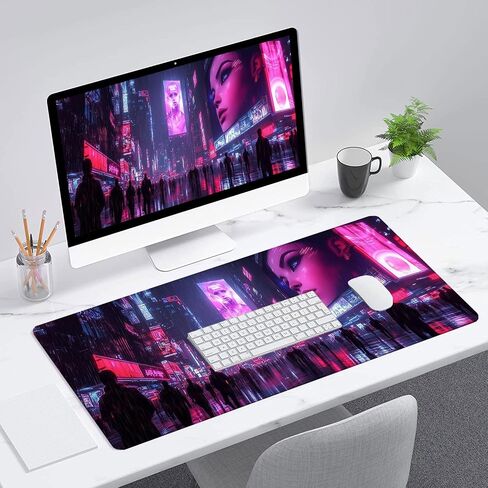Night Sky Gaming Mouse Pad Desk Pad 31.5 x 11.8 Inch Stars Moon Forest Large Gaming Mouse Mat with Stitched Edges,Non-Slip Waterproof Rubber Base Mous Mat Office Computer Keyboard Laptop Home in Saudi Arabia