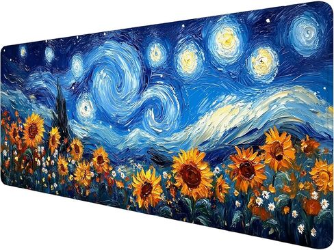 Night Sky Gaming Mouse Pad Desk Pad 31.5 x 11.8 Inch Stars Moon Forest Large Gaming Mouse Mat with Stitched Edges,Non-Slip Waterproof Rubber Base Mous Mat Office Computer Keyboard Laptop Home in Saudi Arabia